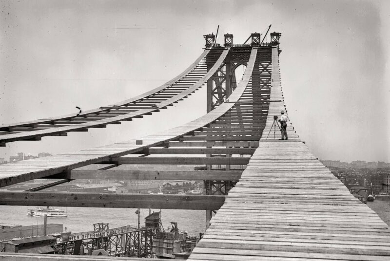 1908, The Manhattan Bridge construction