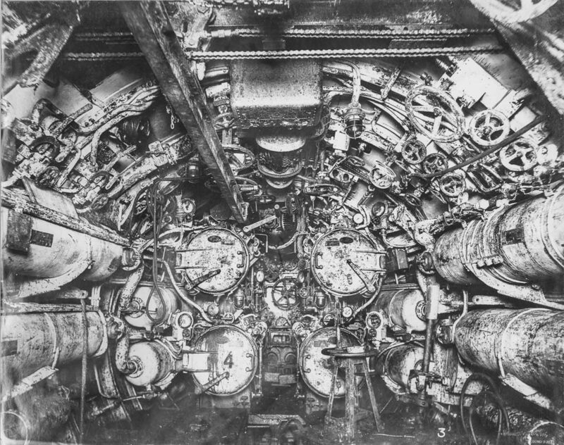 1918, Control room of the UB-110 German submarine