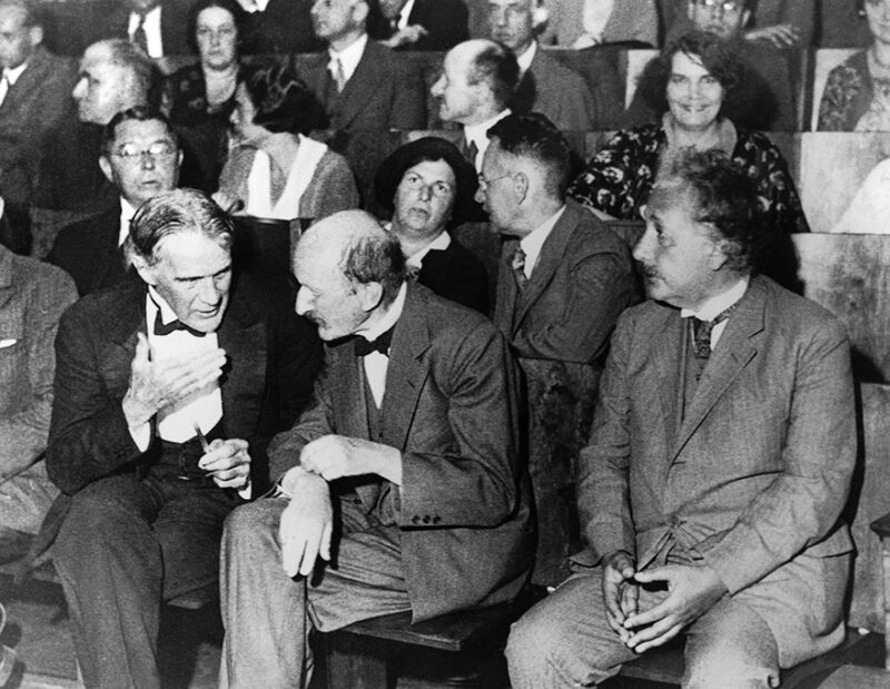 1931, Robert Williams Wood, Max Planck And Albert Einstein In The Front Row Of A Session Of The Physical Society, Berlin