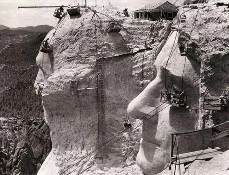1939, Mt Rushmore National Memorial under construction