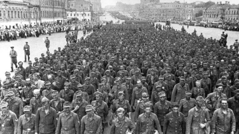 1944, German prisoners marching to Moscow after they were defeated in Belarus