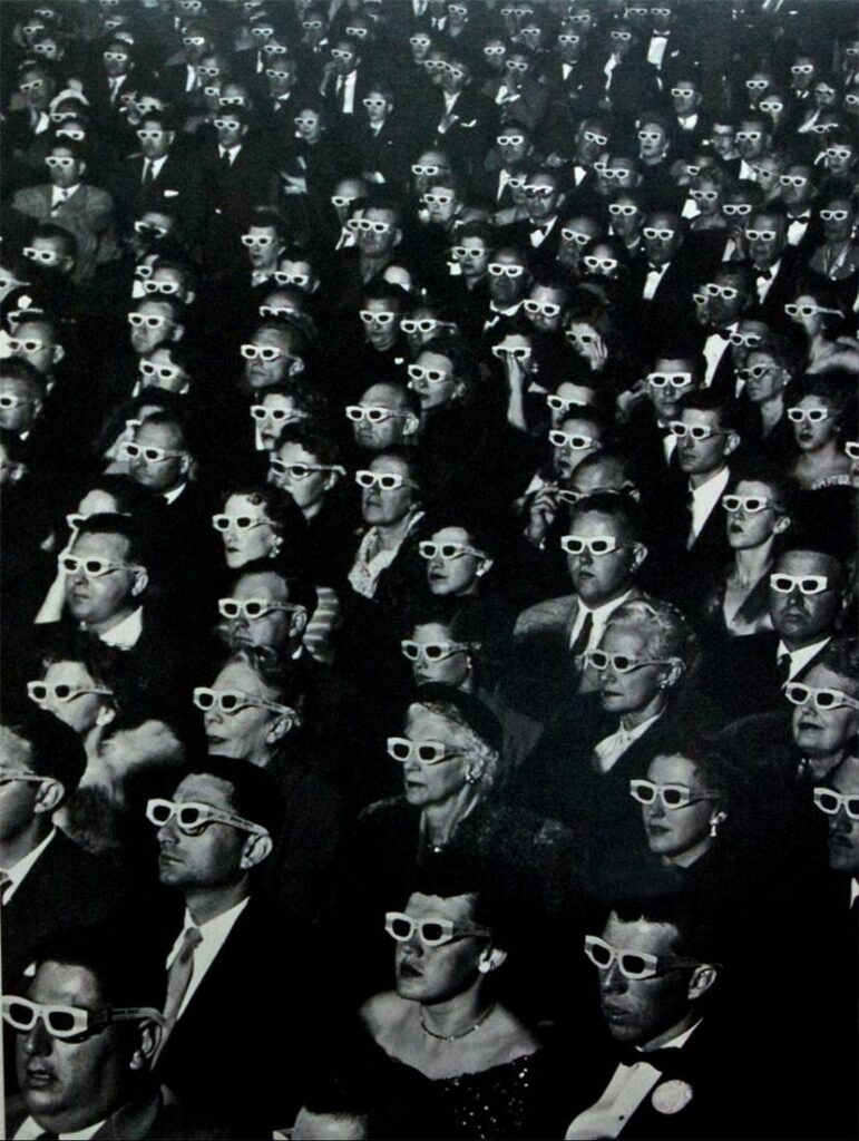 1952, American audience enjoys the opening night of the first full-length American 3-D feature film, Bwana Devil in Los Angeles