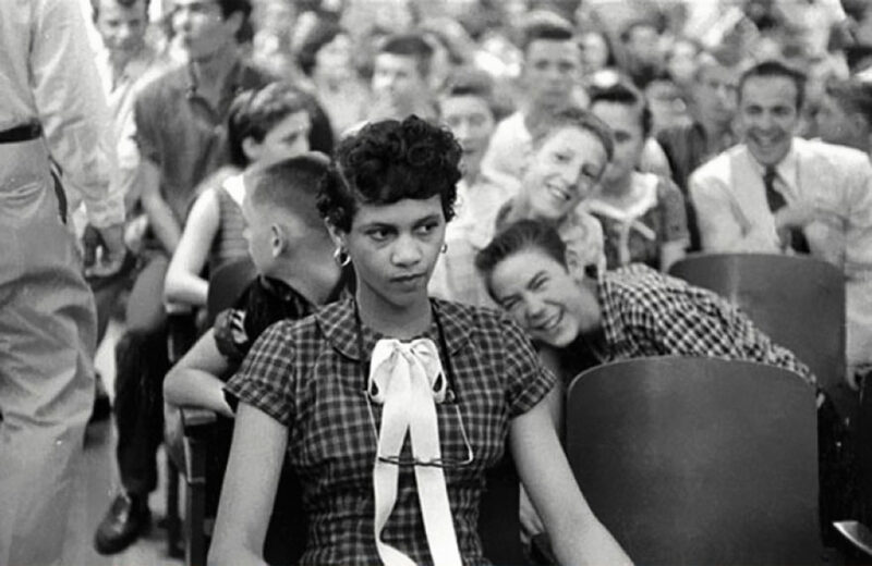 1957, Dorothy Counts Being Teased And Taunted By Her White Male Peers At All-White High School